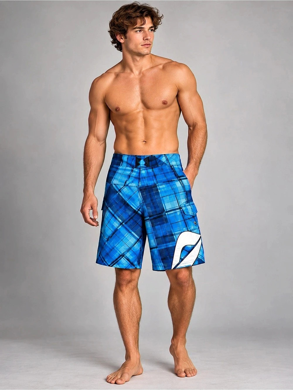 REEF Y2K Vintage Blue Patchwork Board Shorts Men's 30